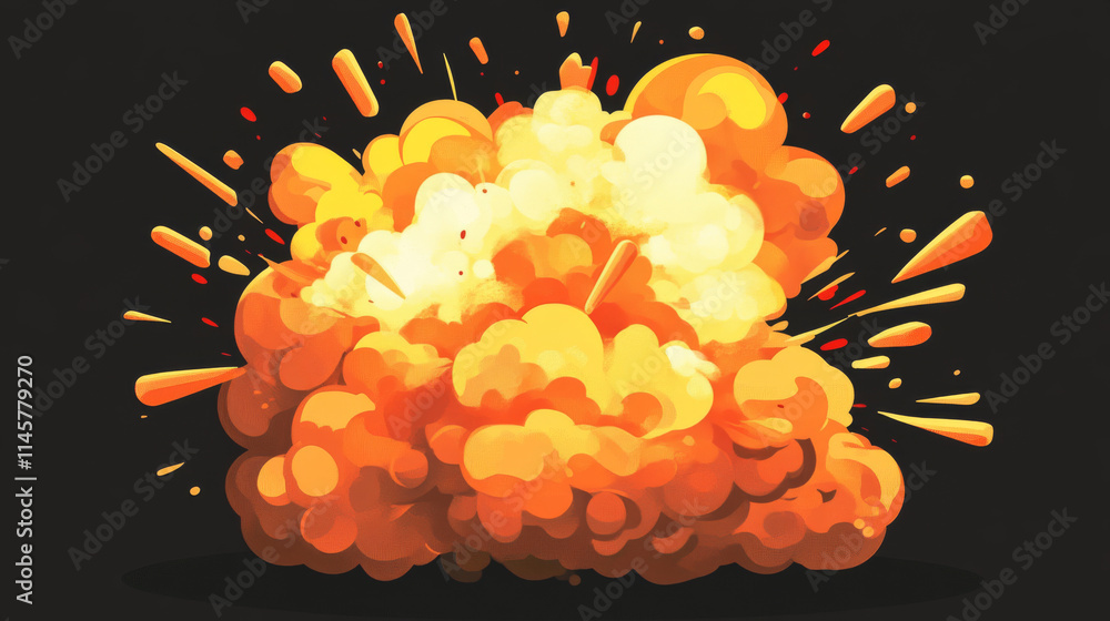 Poster animation sprite sheet of bomb explosion sequence. vector 2d cartoon set of blast effect from dynami