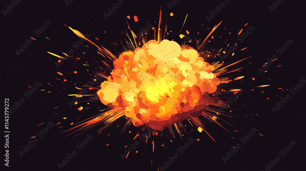 Poster animation sprite sheet of bomb explosion sequence. vector 2d cartoon set of blast effect from dynami