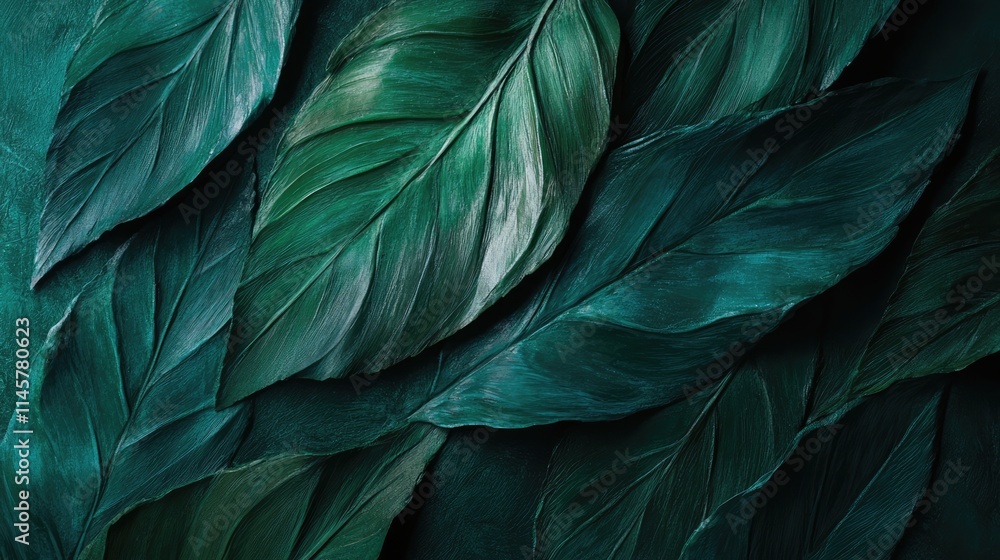 Poster close up of textured green leaves creating a natural backdrop suitable for design projects and text 