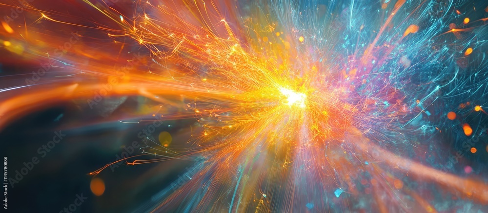 Poster vibrant abstract sparkler explosion with dynamic colors and light trails creating an energetic and f