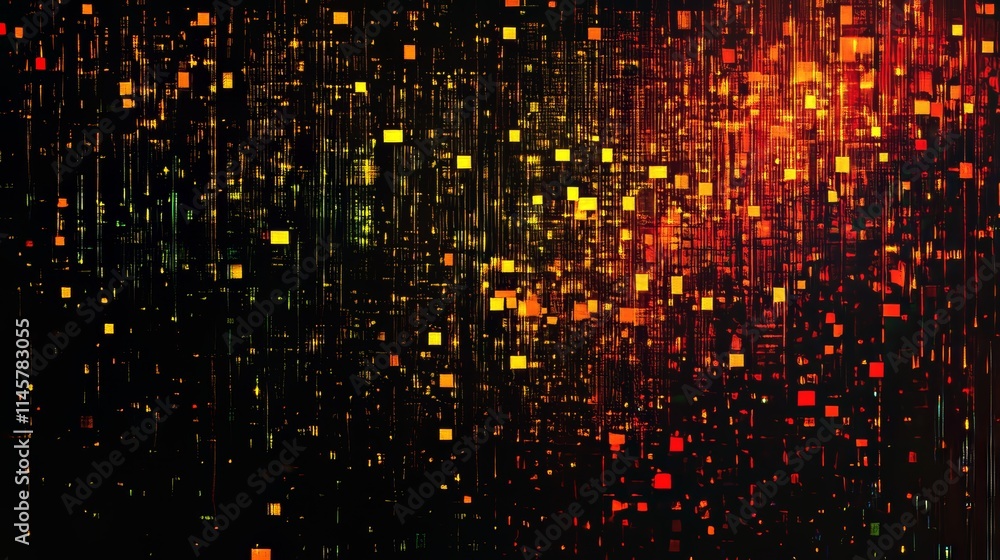Poster innovative digital pixel patterns in it services background for enhanced communication technology