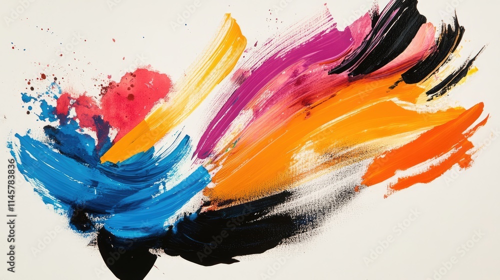 Poster vibrant abstract painting with dynamic colorful strokes showcasing creativity and artistic expressio