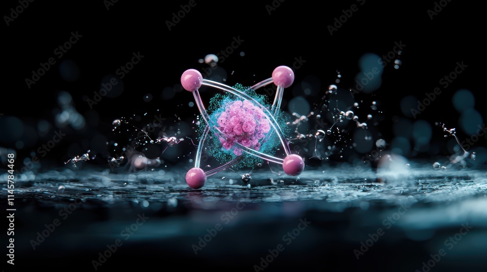 Poster a stylized representation of a specific element, with its atomic number, symbol, and electron config