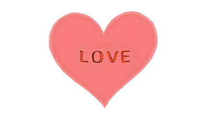 LOVE heart icon isolated on transparent background.