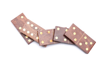 Many dominos blocks on white background