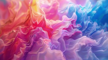 Abstract layered ruffled shapes with vibrant and pastel gradients in pink, purple, and blue tones. 