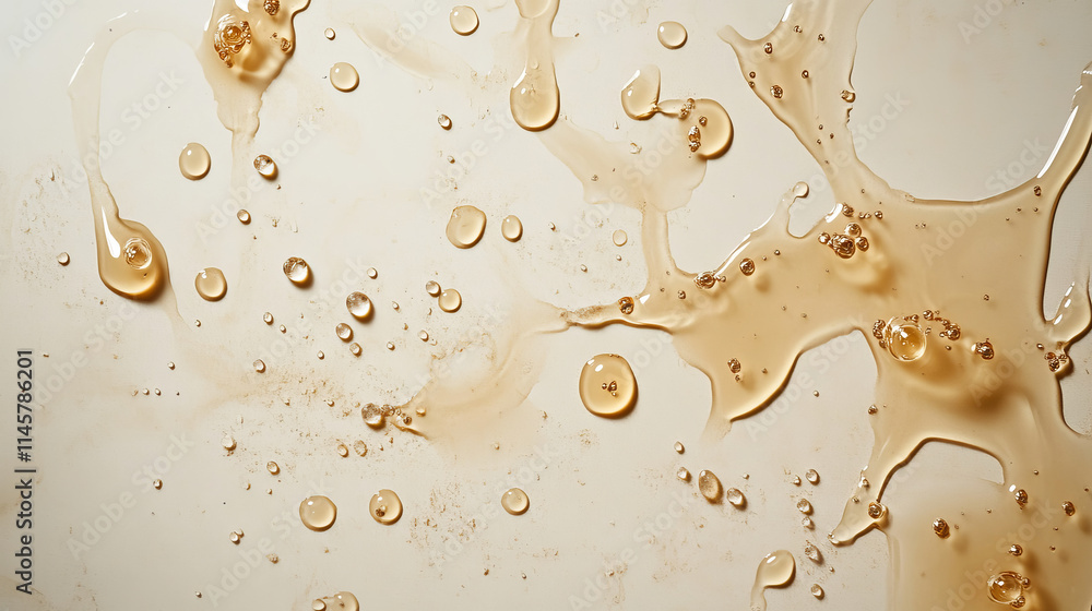 Aufkleber water spills on table top perspective view. vector realistic background with liquid puddles, water d