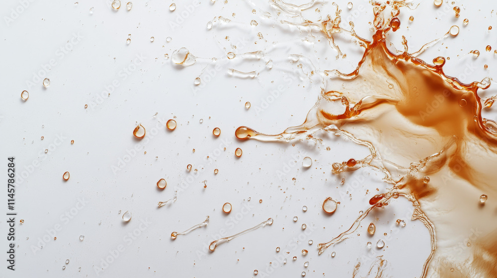 Aufkleber water spills on table top perspective view. vector realistic background with liquid puddles, water d