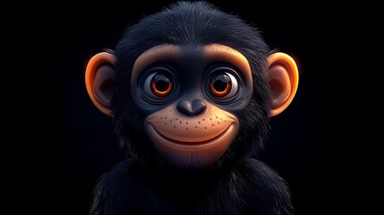 Adorable Baby Chimpanzee Portrait Digital Art