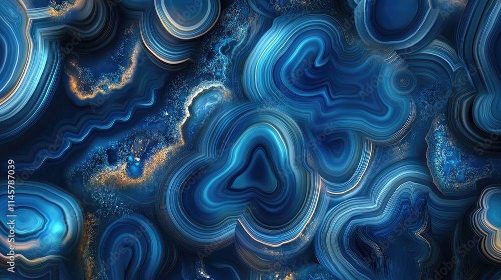 Poster blue agate stone background with layered texture and vibrant tones showcasing natural mineral patter