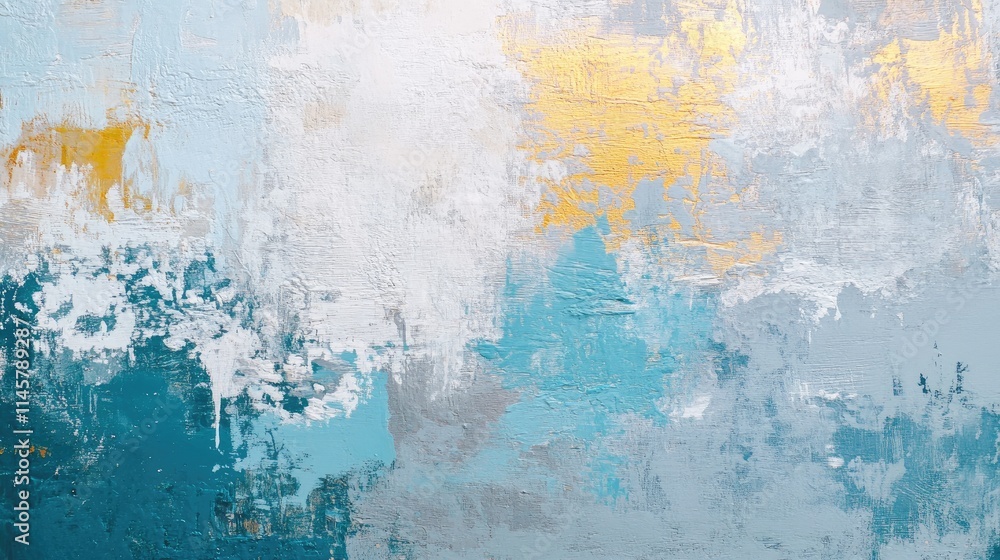 Poster abstract textured wall in light blue gray with hints of gold and white creating an impressive colorf