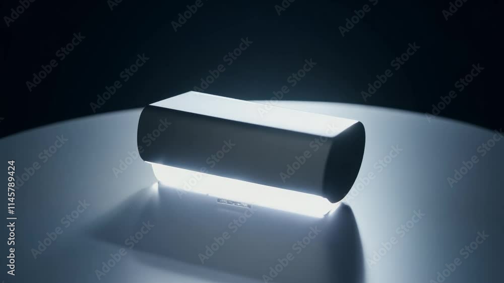 Poster camera dollies in to reveal a reflective surface with dramatic shadows against a dark background, cr