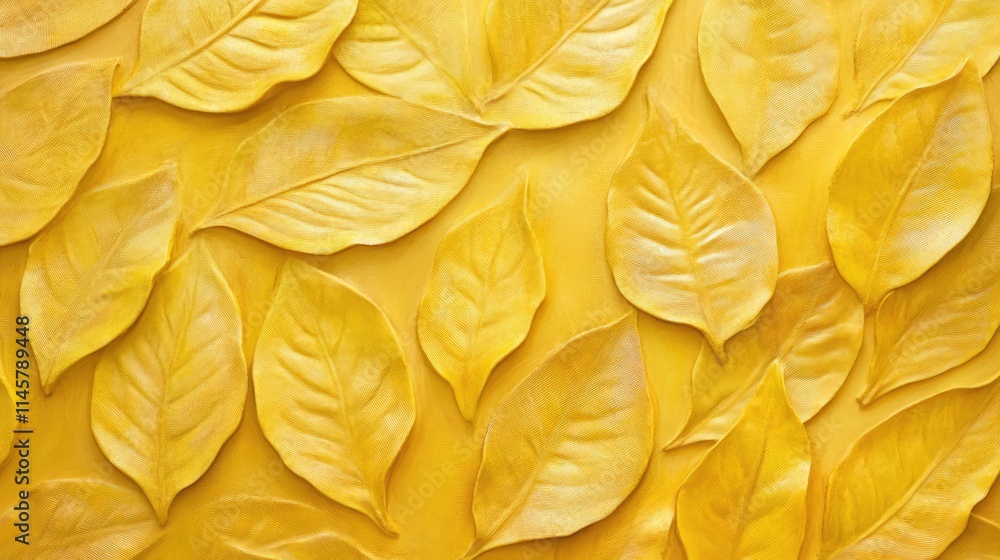 Poster yellow leaf background texture with a layered leaf design creating a vibrant and warm aesthetic perf