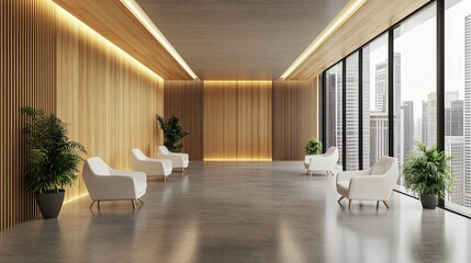 An empty professional conference room interior with modern furnishings, a large table, ergonomic chairs, and ample lighting, ready for productive meetings.