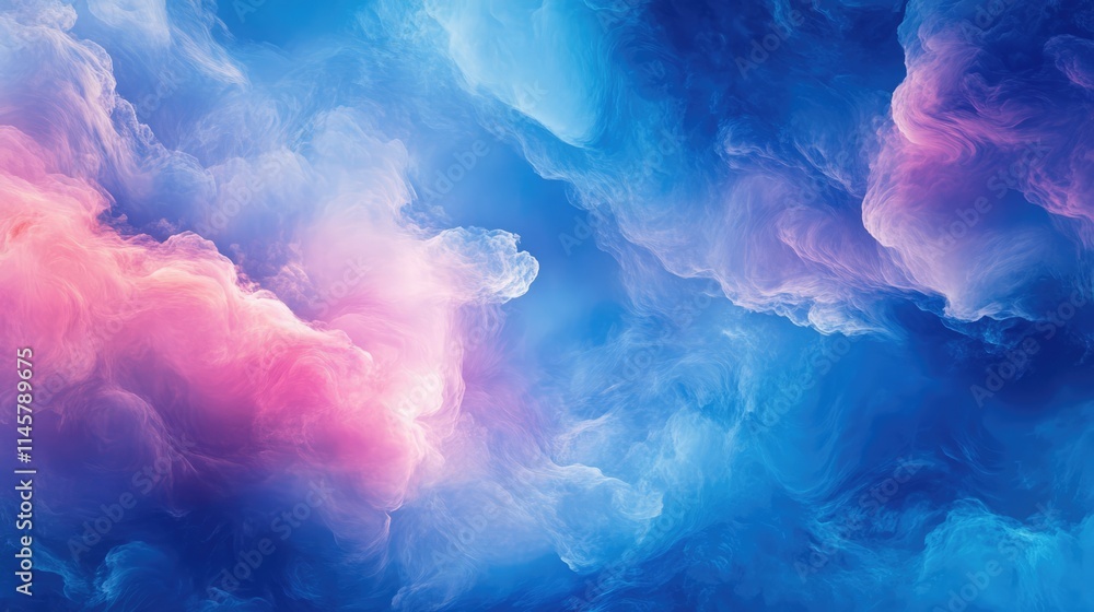 Poster vibrant abstract clouds in a blue sky creating a serene and artistic background for various design p