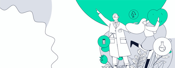 Medical characters fighting the epidemic flat vector concept operation hand drawn illustration
