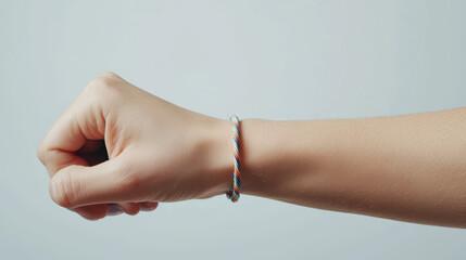 Inclusive Love. vibrant rainbow colored bracelet on hand, showcasing its beauty
