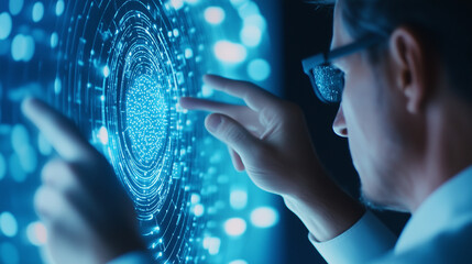 Witness the role of AI-driven IoT automation in Mexicoâs digital transformation. A professional seamlessly engages with neural networks and intelligent systems through an immersive