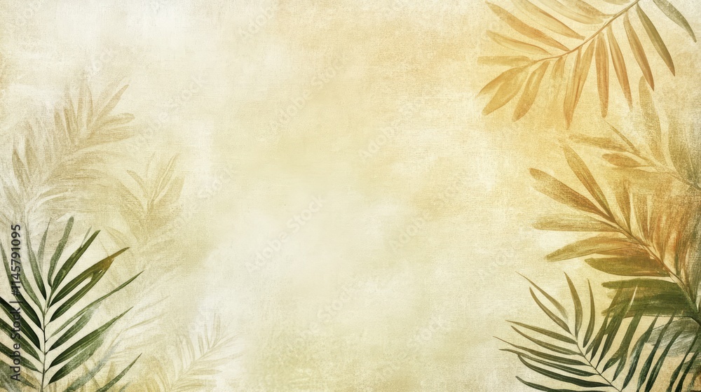 Poster vintage tropical fern background with soft tones creating a serene and inviting atmosphere for desig