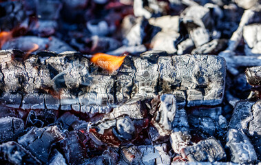 A pile of wood that is on fire