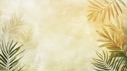 Vintage tropical fern background with soft tones creating a serene and inviting atmosphere for design projects or presentations.