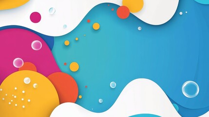 Fototapeta premium abstract, background, banner design featuring colorful shapes and bubbles on a blue background.
