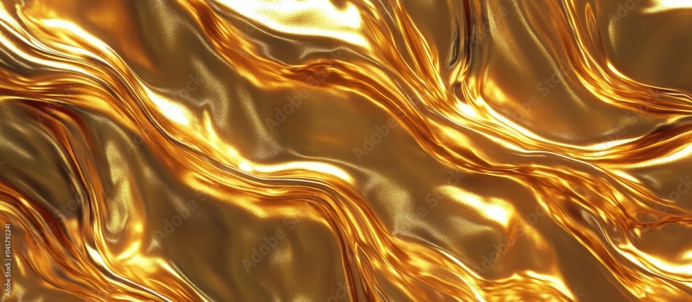 Poster golden abstract texture with flowing waves created by brush strokes on a white background showcasing