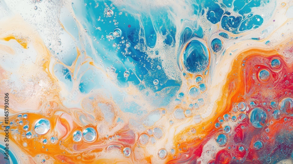Aufkleber colorful abstract background of soap bubbles with vibrant swirls against a bright sky creating a whi