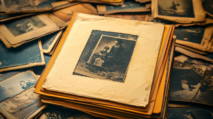 Realistic set of old photos attached to album page with sticky tape. Vector illustration of blank paper photographs in vintage yellow frames, collage template isolated on transparent background