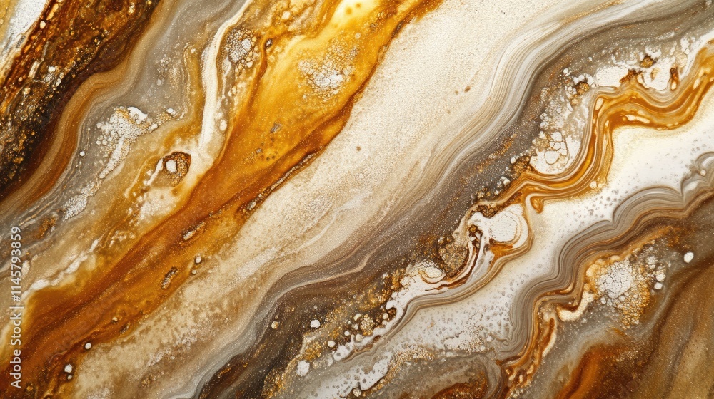 Aufkleber liquid fluid art close-up showcasing intricate patterns and texture in warm earthy tones for creativ