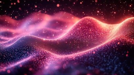 Sound waves, connection, and music for abstract technology, internet, and streaming for listening. Telecommunication networking platform and data or neon for signal, future