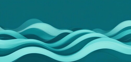 Serene  blue green Ocean Waves,  illustration graphic