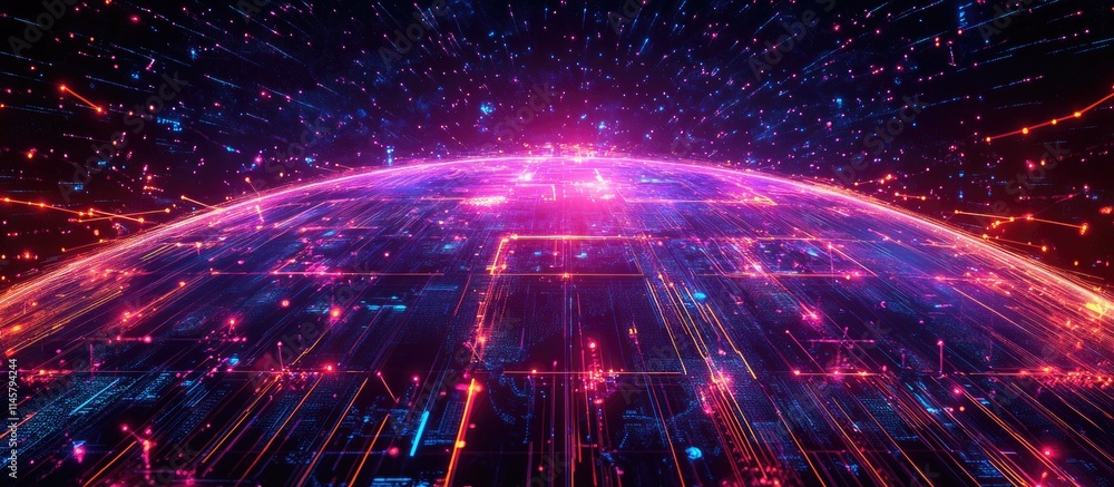 Aufkleber digital global networking concept with futuristic technology lines and glowing connections symbolizi
