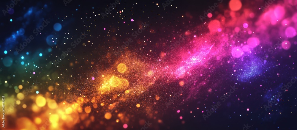 Poster vibrant multicolored bokeh lights creating a festive and enchanting atmosphere perfect for holiday c