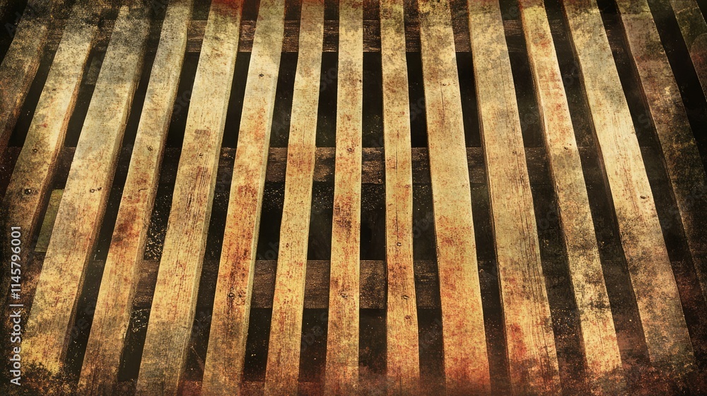 Aufkleber aged wooden planks with a grunge texture creating a rustic and vintage background for design project