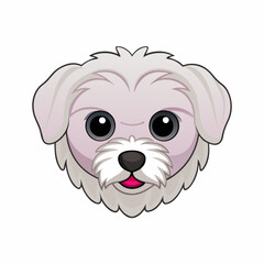 Cute Maltese Dog Head vector cartoon illustration