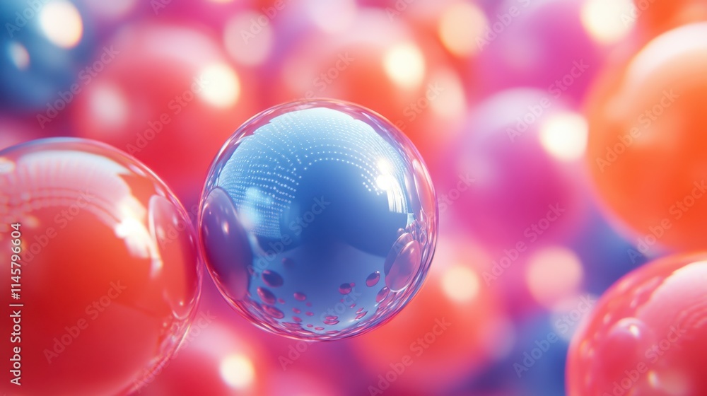 Poster abstract 3d render colored bubble shape modern background desig