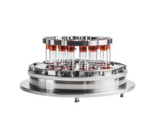 Laboratory Equipment with Red Liquid Vials