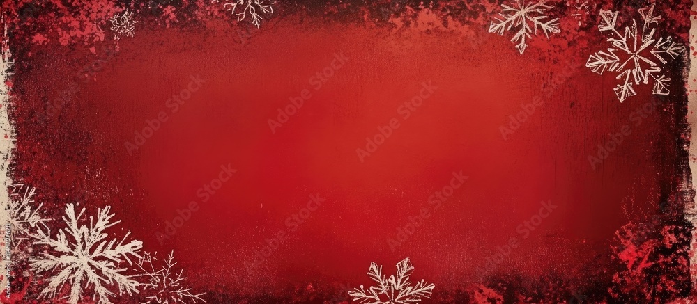 Poster festive red background with snowflake borders perfect for holiday greetings and text design