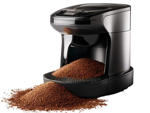 Isolated Coffee Machine with Ground Coffee