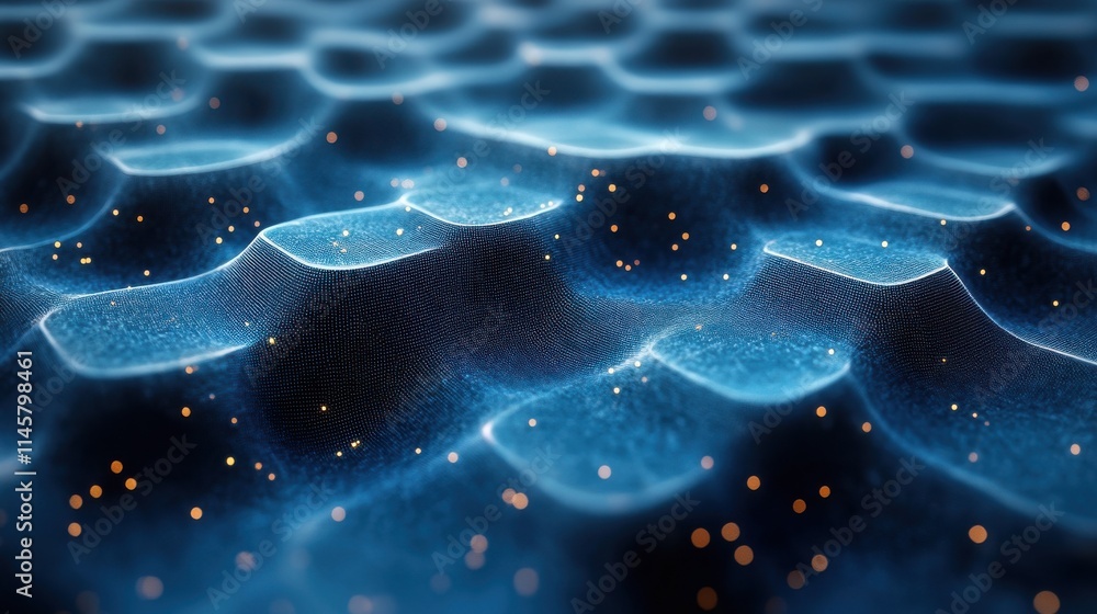 Aufkleber abstract 3d rendering of blue surface with chaotic cub