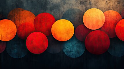 Texture circle and color pattern on dark illustration or creative design. Abstract symbol vintage painting art or wallpaper background with retro graphic shapes style or round pastel decoration.