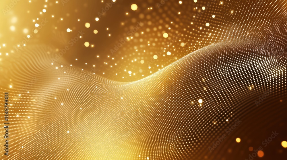Poster elegant gold abstract background with flowing curves and sparkling particles creating a sense of lux