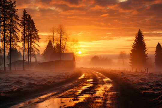 sunset in the mountains
