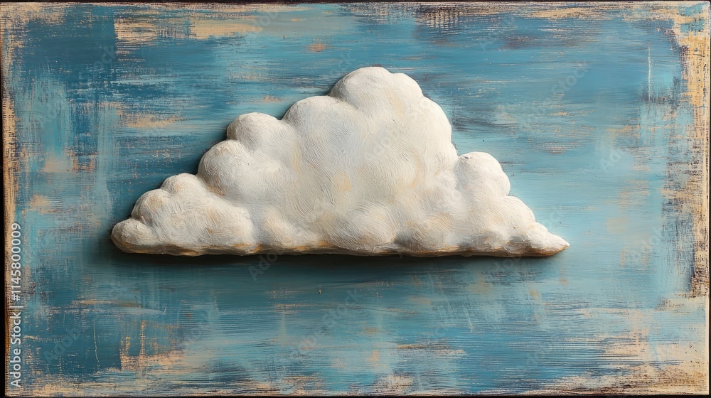 Poster serene cloud on blue sky background with textured surface creating a calming and uplifting atmospher