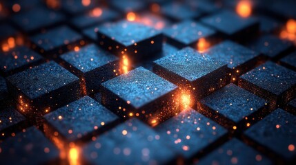 abstract 3d rendering of futuristic surface with squar