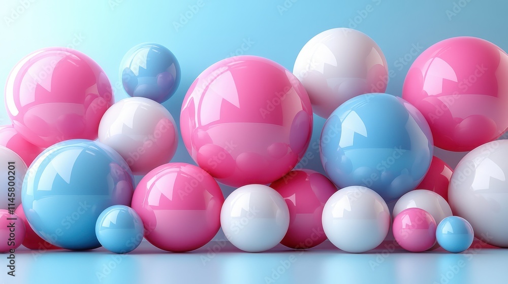 Poster abstract 3d rendering of geometric shapes composition with spheres modern background desig