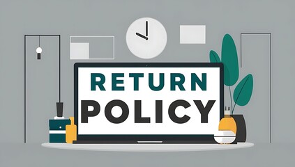 Fototapeta premium Laptop Displaying Return Policy Information Online