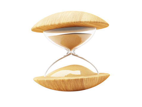 Isolated Light Wooden Hourglass with Sand Timer