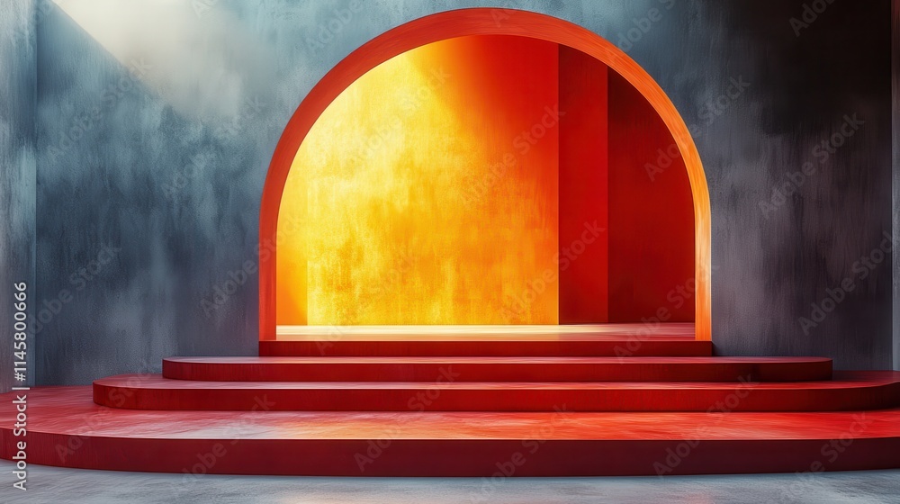 Poster abstract 3d rendering of geometric shapes surreal composition balance concept modern background desi